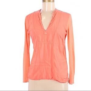 Splendid Coral Orange V Neck Long Sleeve Blouse Womens XS Long Sleeve Casual